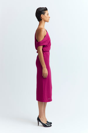 Kira Midi Dress in Crepe