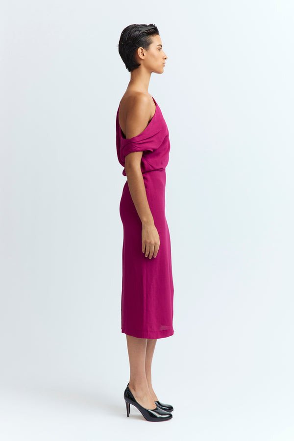 Kira Midi Dress in Crepe