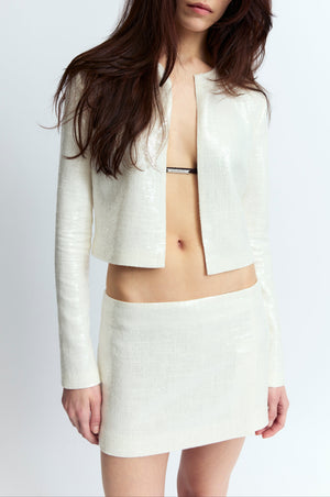 Keid Cardigan in Linen Sequin