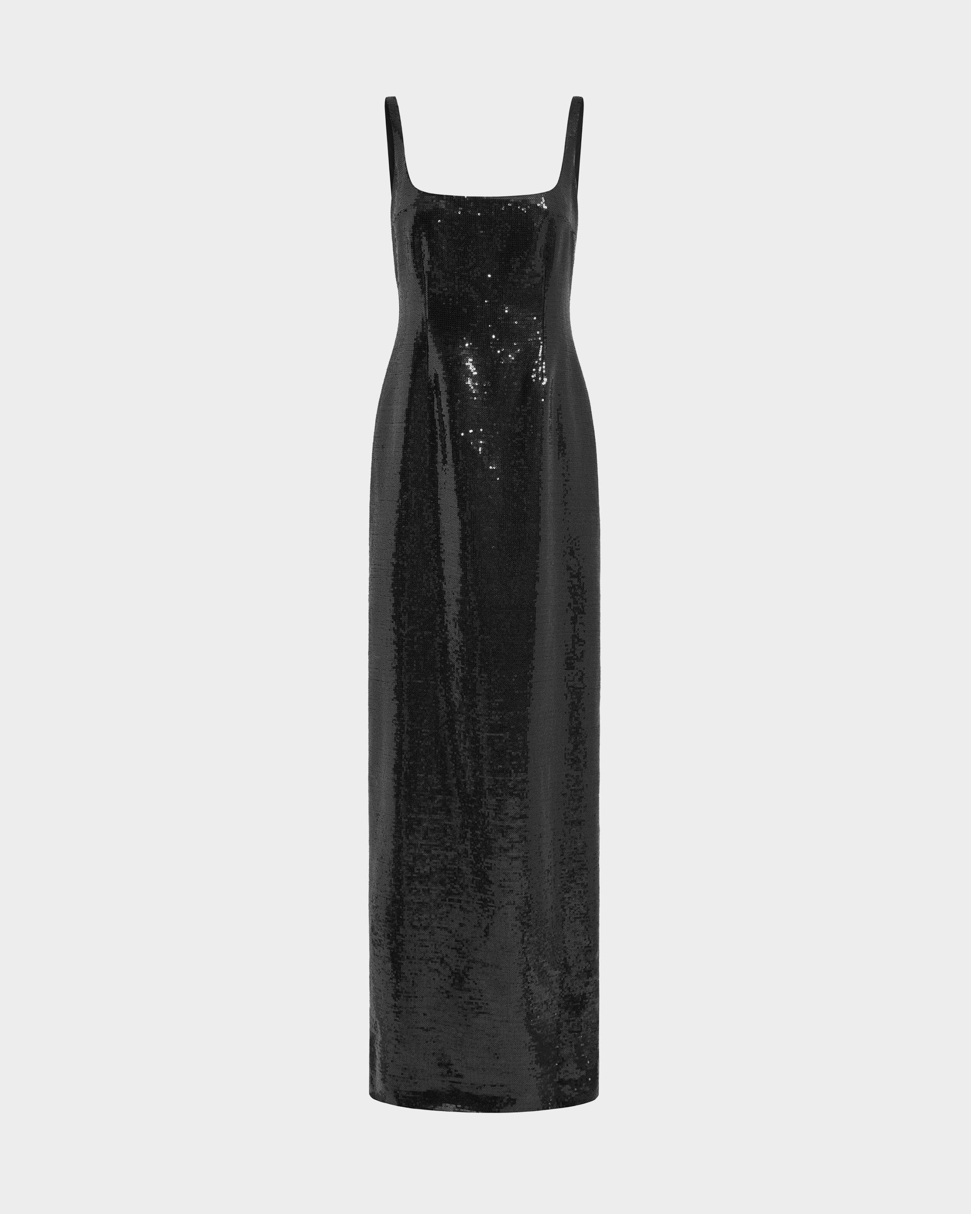 16arlington black dress 16arlington Drina Black Sequin Crepe Belted Mini Dress main image 1