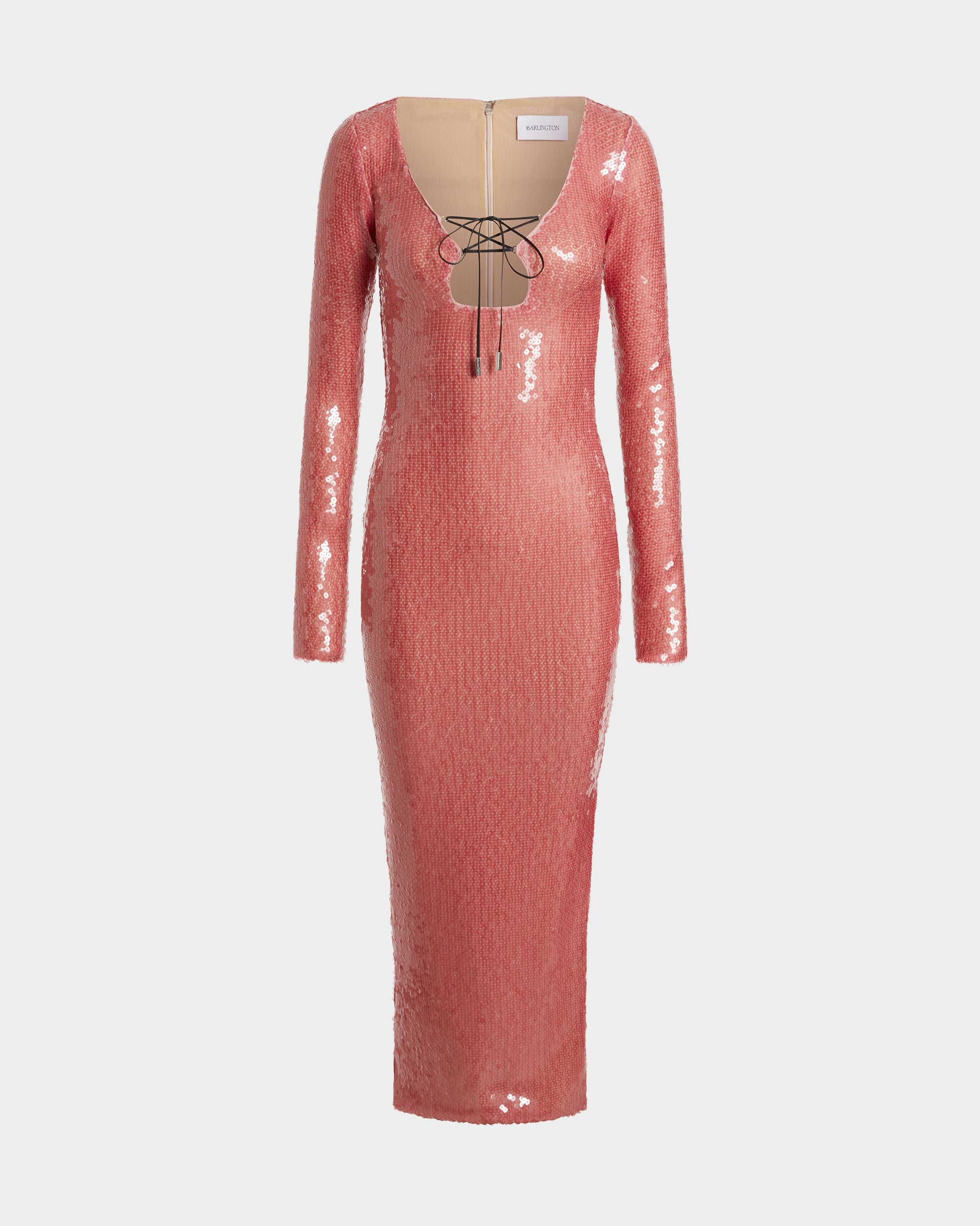 16arlington - Solaria Sequined Midi Dress - Pink - UK 8