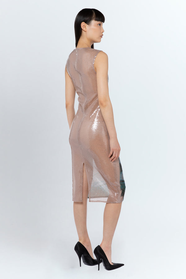 Aveo Midi Dress In Blue Print Sequin
