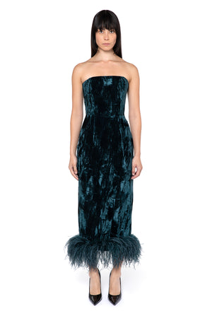 Minelli Midi Dress In Teal Velvet