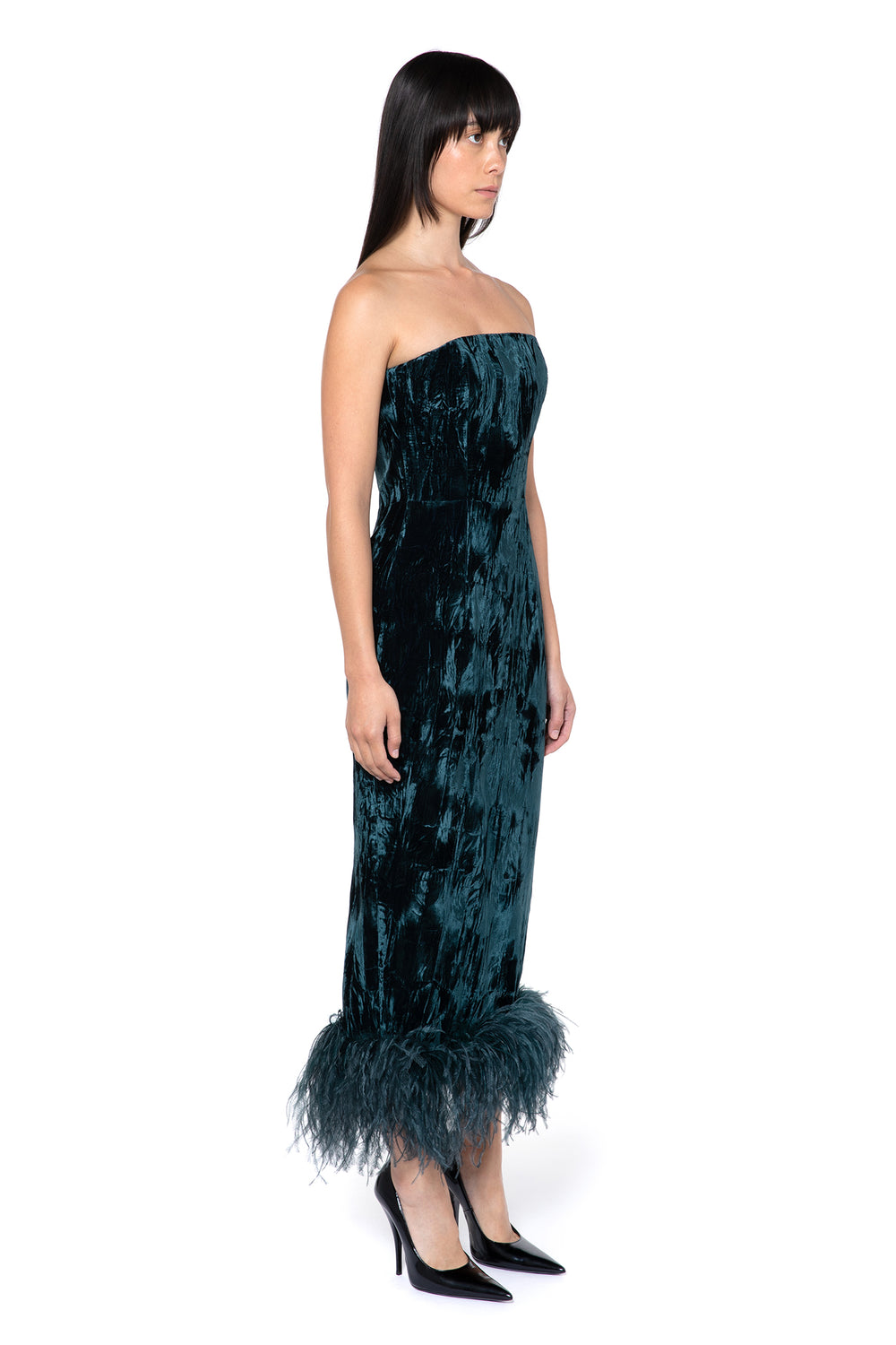 Minelli Midi Dress In Teal Velvet