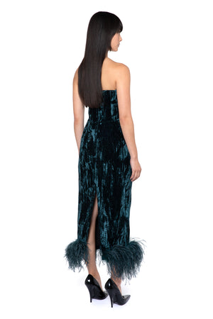Minelli Midi Dress In Teal Velvet