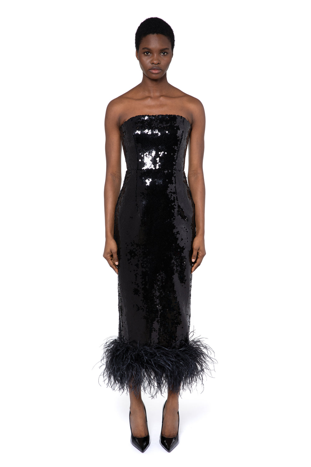 Minelli Midi Dress In Black Sequin