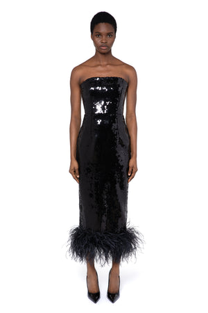 Minelli Midi Dress In Black Sequin