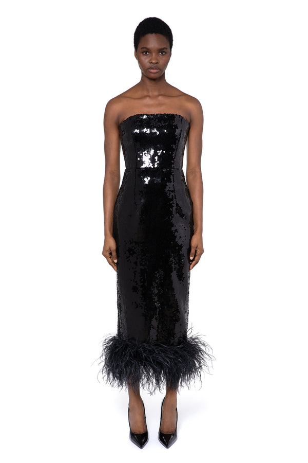 Minelli Midi Dress In Black Sequin