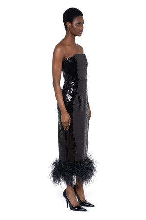 Minelli Midi Dress In Black Sequin