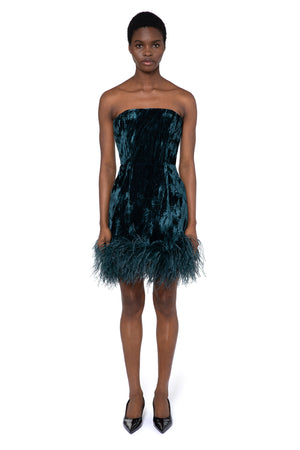 Minelli Mini Dress In Teal Velvet