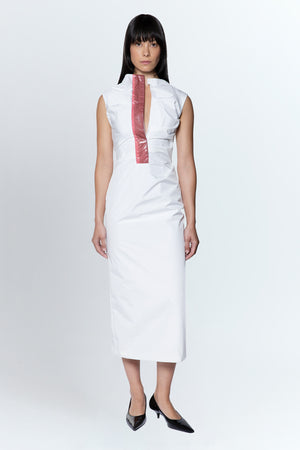 Salmson Midi Dress In Bianco Cotton