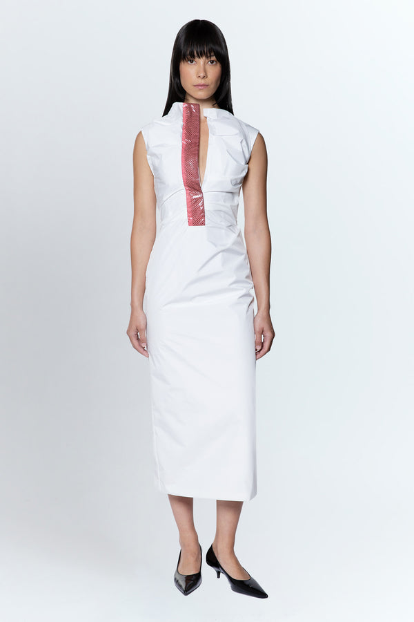 Salmson Midi Dress In Bianco Cotton