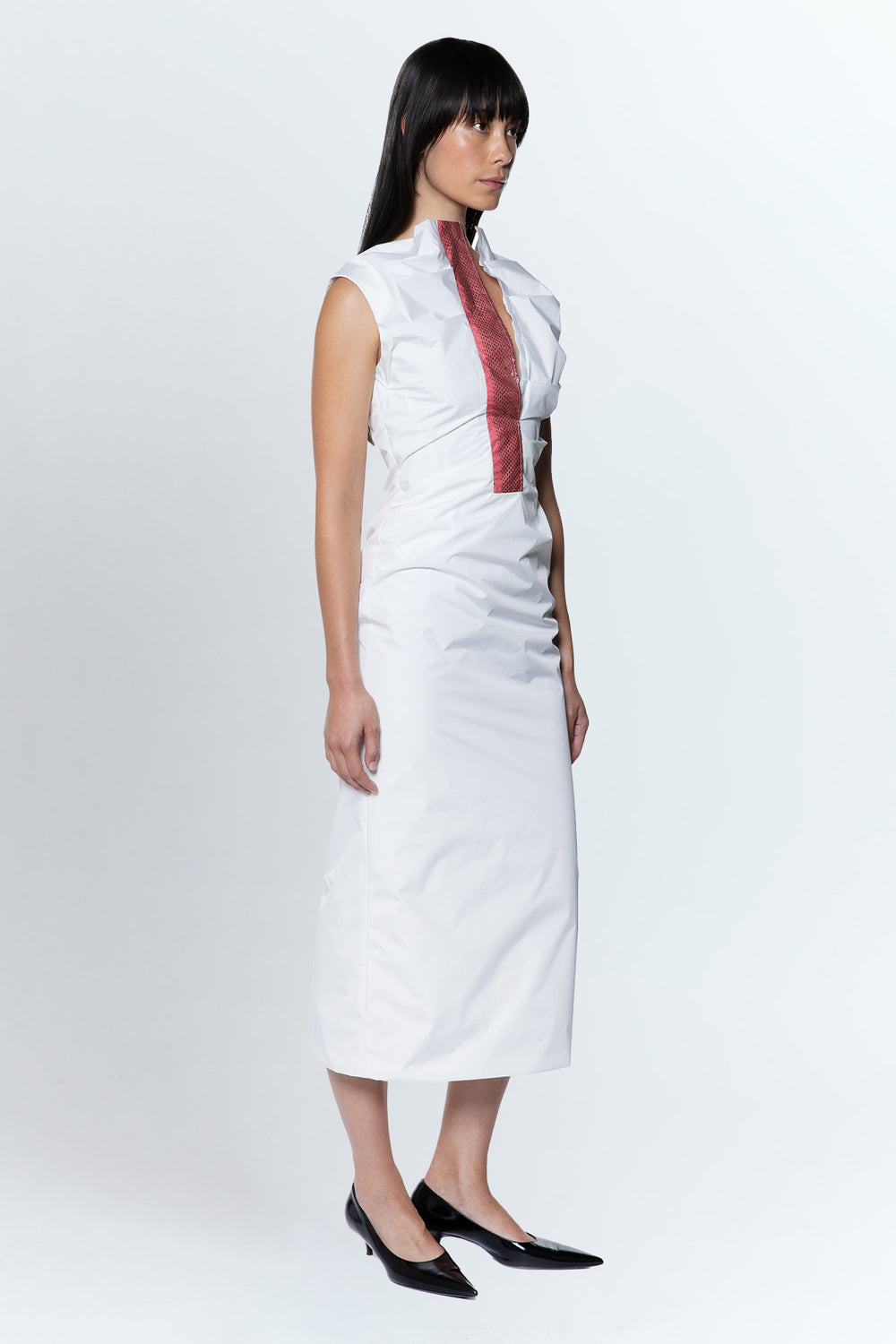 Salmson Midi Dress In Bianco Cotton