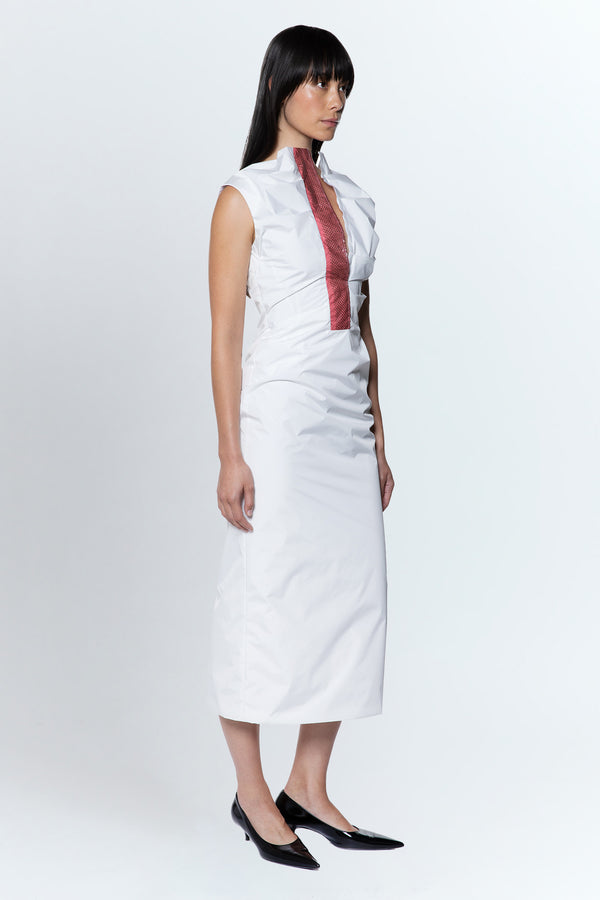 Salmson Midi Dress In Bianco Cotton