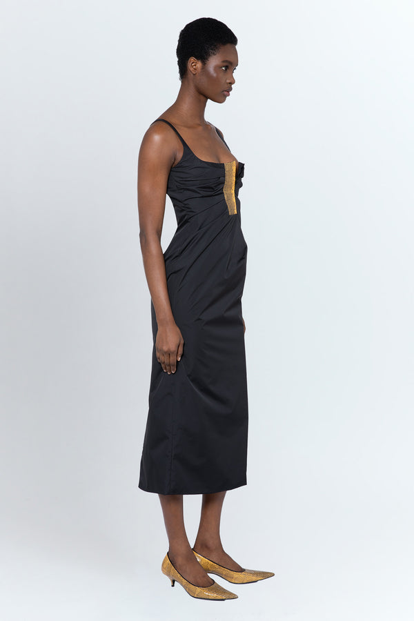 Sierra Midi Dress In Nero Tech Tailoring