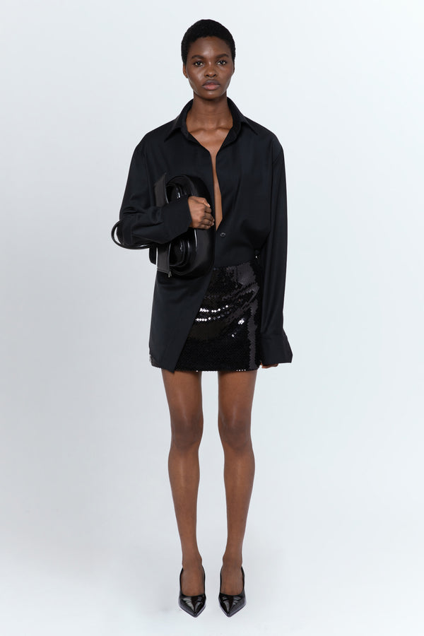 Quattro Mini Skirt In Nero Sequin