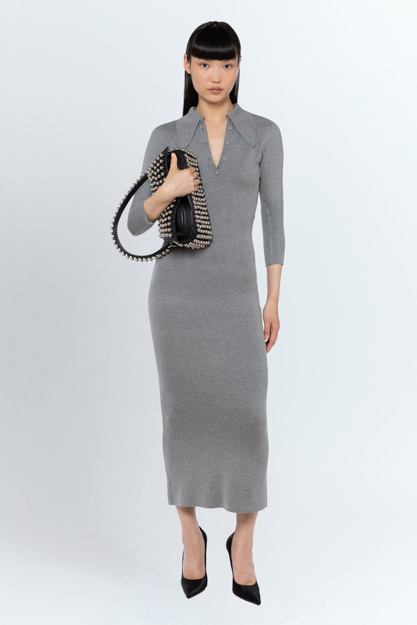 Alerone Midi Knit Dress In Grey