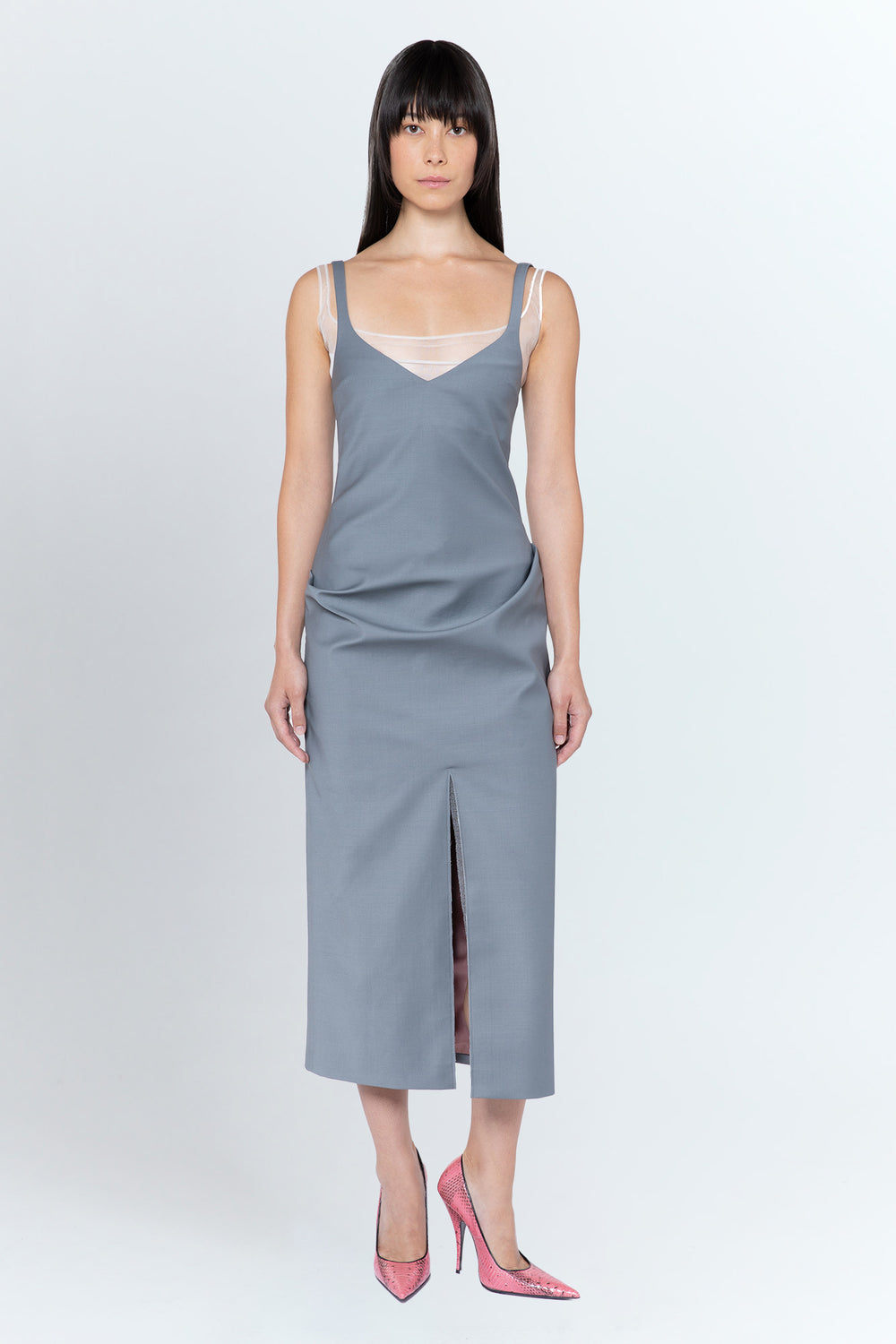 Viaen Midi Dress In Grigio Piombo Tailoring
