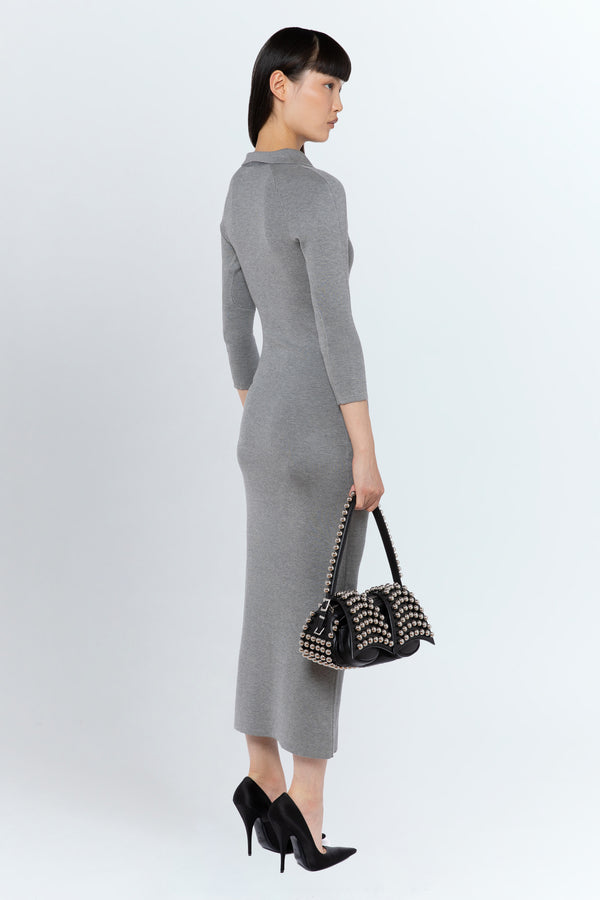 Alerone Midi Knit Dress In Grey