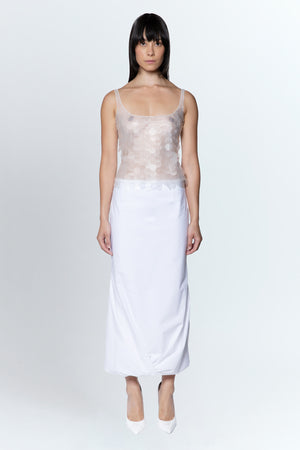 Liore Midi Skirt In Bianco Cotton Poplin