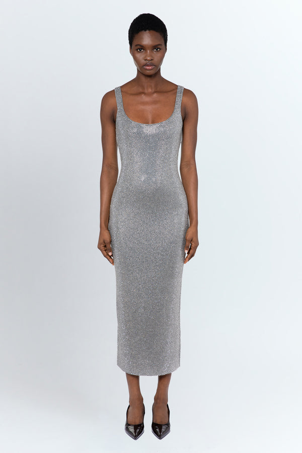 Hornet Embellished Knit Dress In Grigio