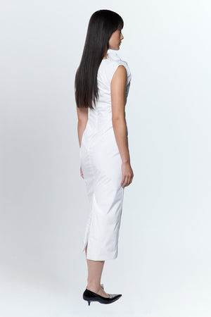 Salmson Midi Dress In Bianco Cotton