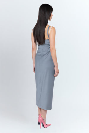 Viaen Midi Dress In Grigio Piombo Tailoring
