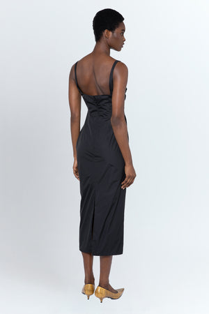 Sierra Midi Dress In Nero Tech Tailoring