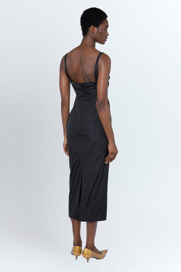 Sierra Midi Dress In Nero Tech Tailoring
