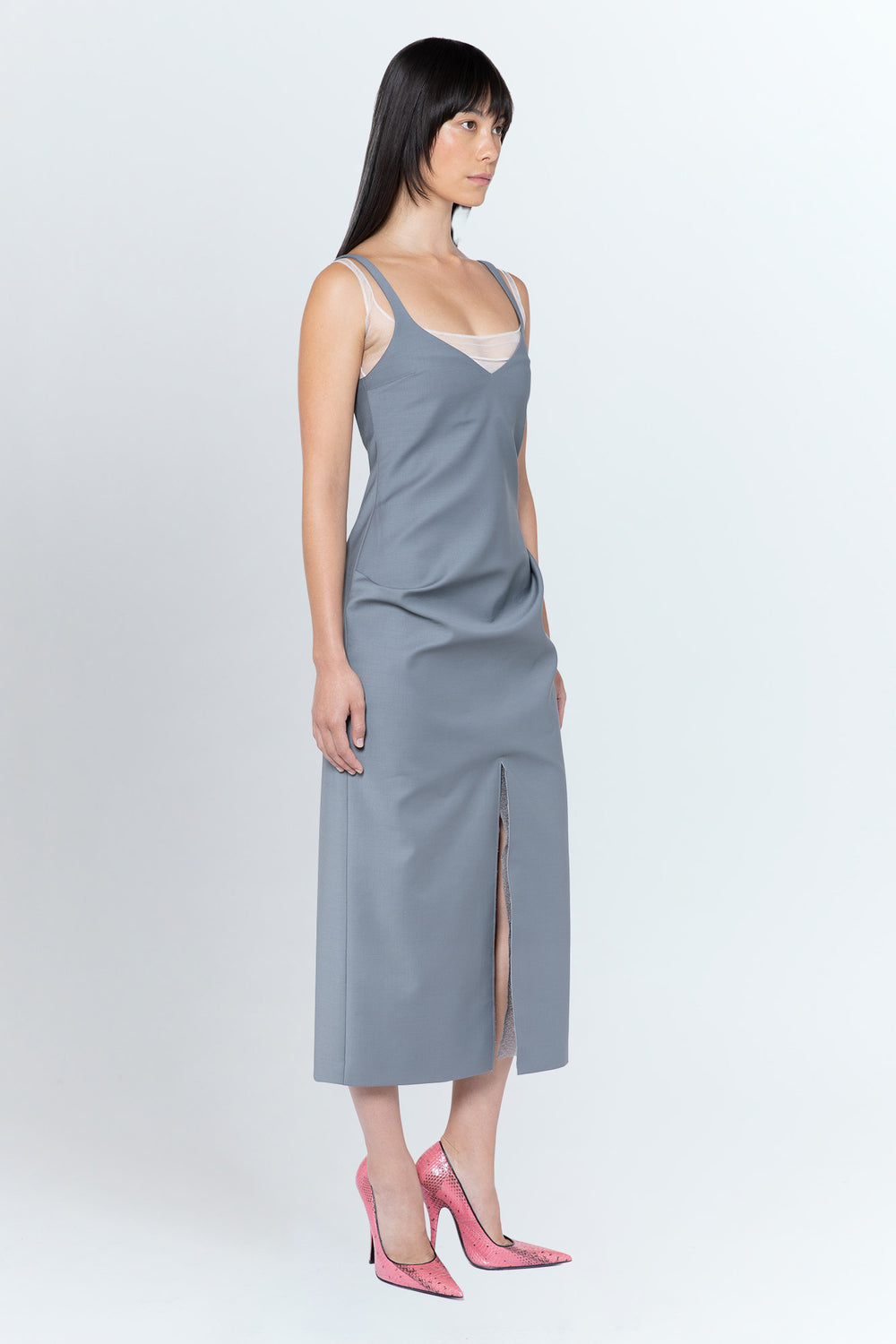 Viaen Midi Dress In Grigio Piombo Tailoring