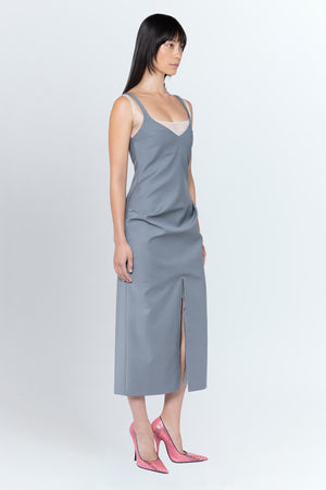 Viaen Midi Dress In Grigio Piombo Tailoring