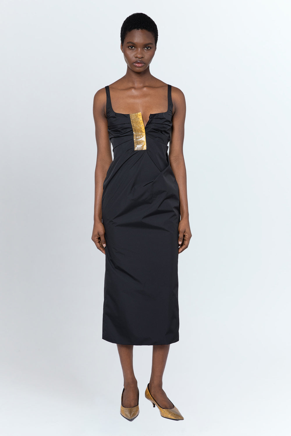 Sierra Midi Dress In Nero Tech Tailoring