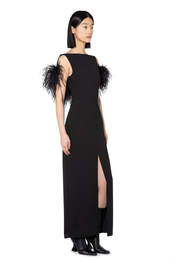 Nerine Midi Dress In Jet Black