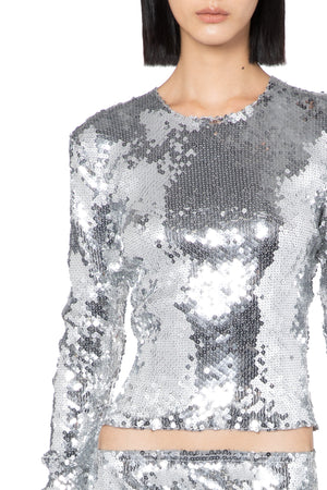 Tanith Top In Chrome Sequin