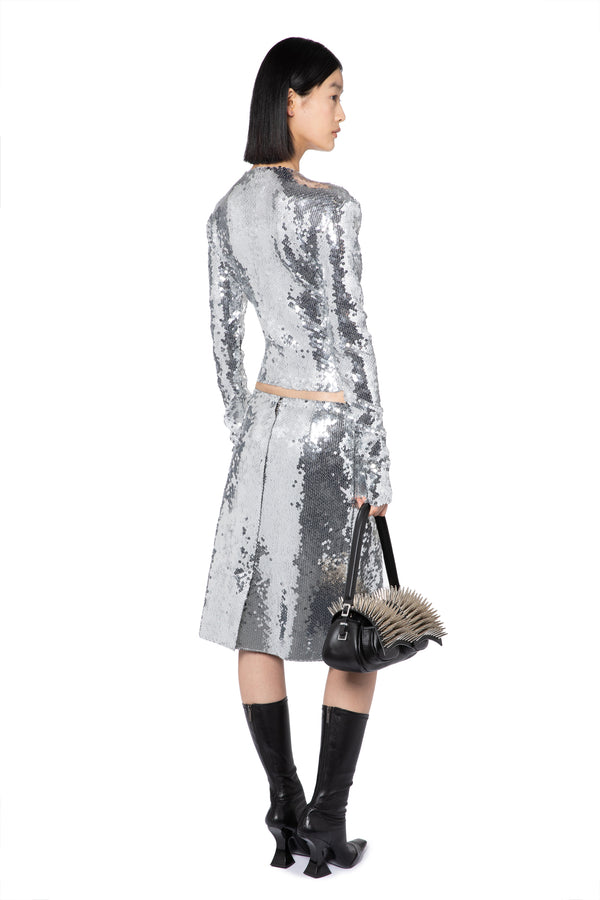 Tanith Top In Chrome Sequin