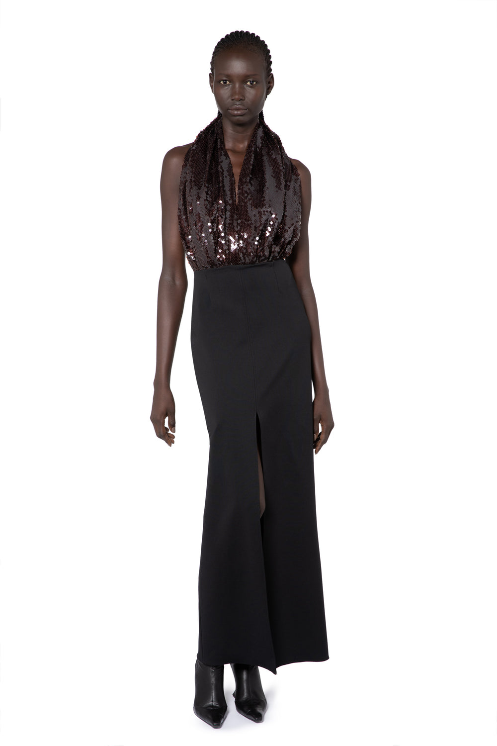 Vesper Midi Dress In Bitter Chocolate Sequin