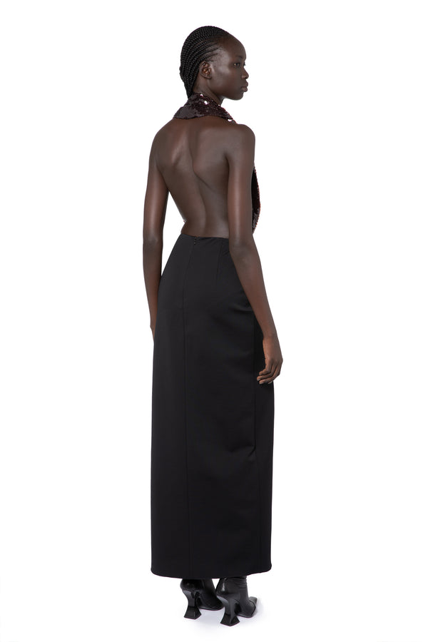 Vesper Midi Dress In Bitter Chocolate Sequin