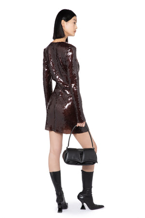 Seeran Mini Dress In Bitter Chocolate Sequin