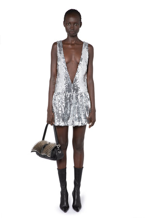 Salina Mini Dress In Chrome Sequin