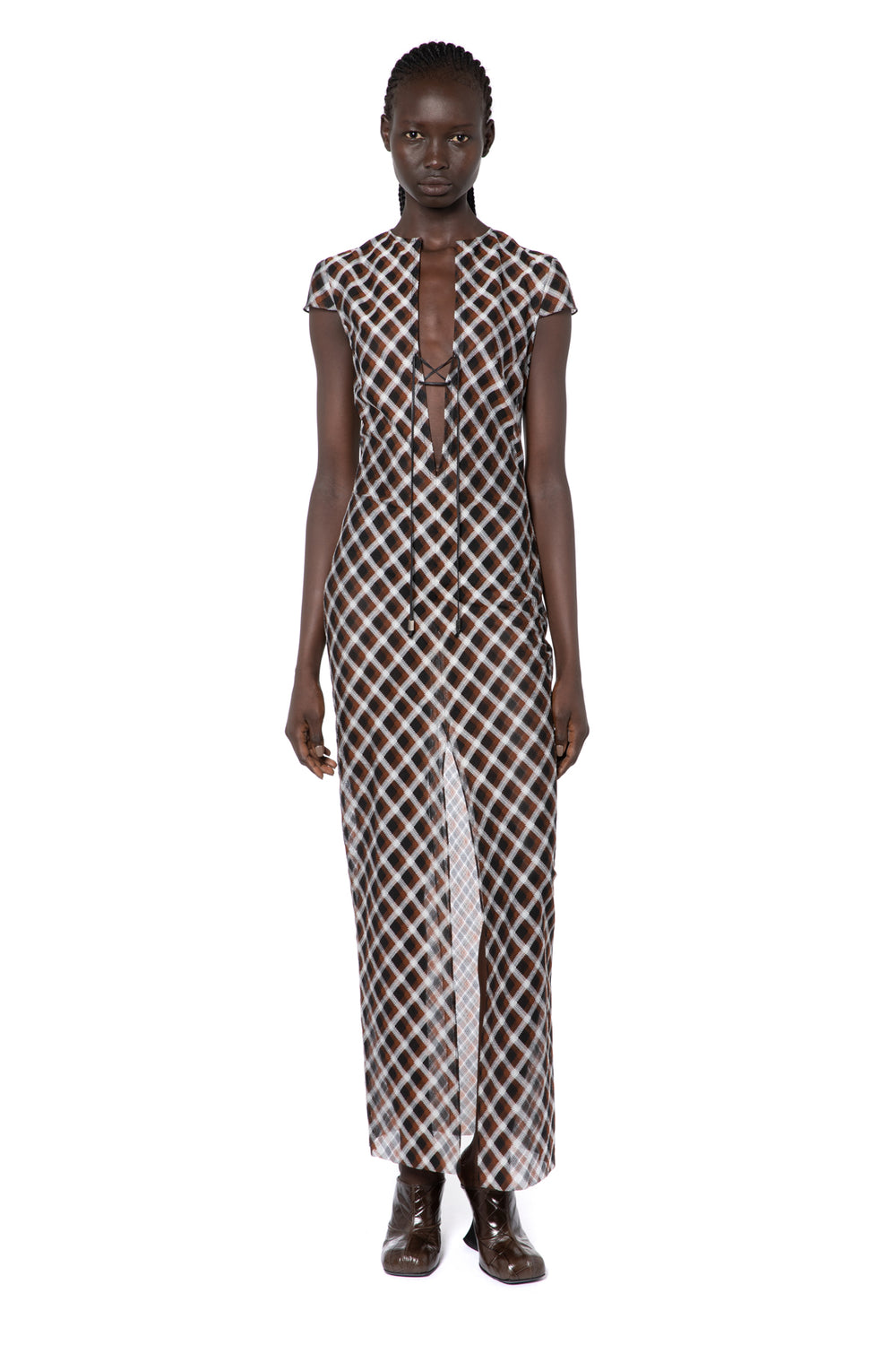 Seer Midi Dress In Organza Check