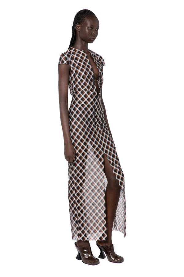 Seer Midi Dress In Organza Check
