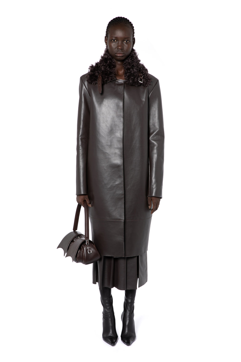 Enid Coat In Bitter Chocolate Shearling