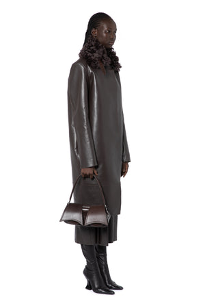 Enid Coat In Bitter Chocolate Shearling