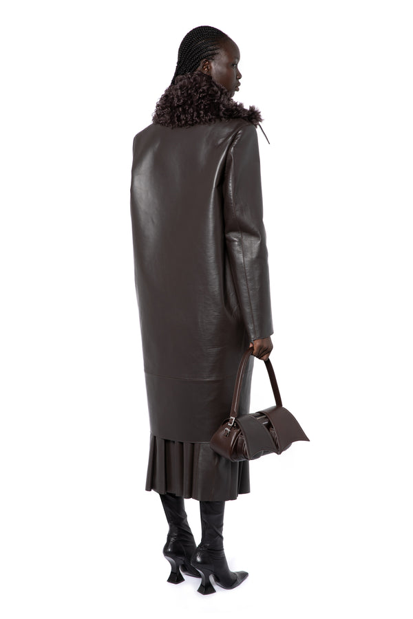 Enid Coat In Bitter Chocolate Shearling