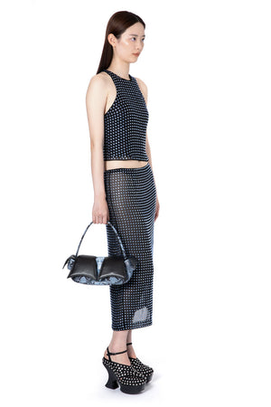 Haile Midi Skirt In Black With Blue Crystals
