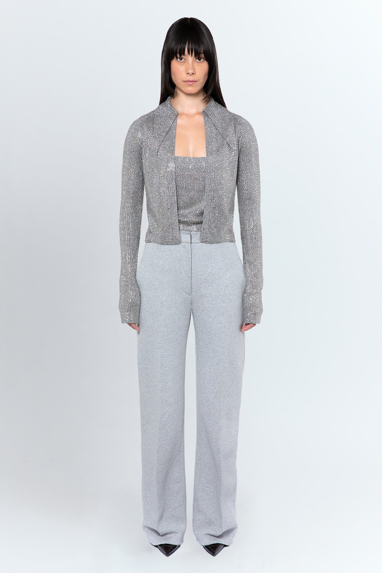 Hornet Embellished Knit Dress in Grigio