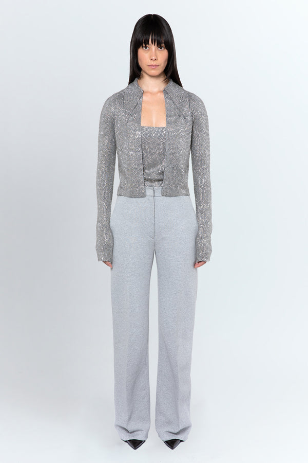 Vitara Embellished Knit Cardigan in Grigio