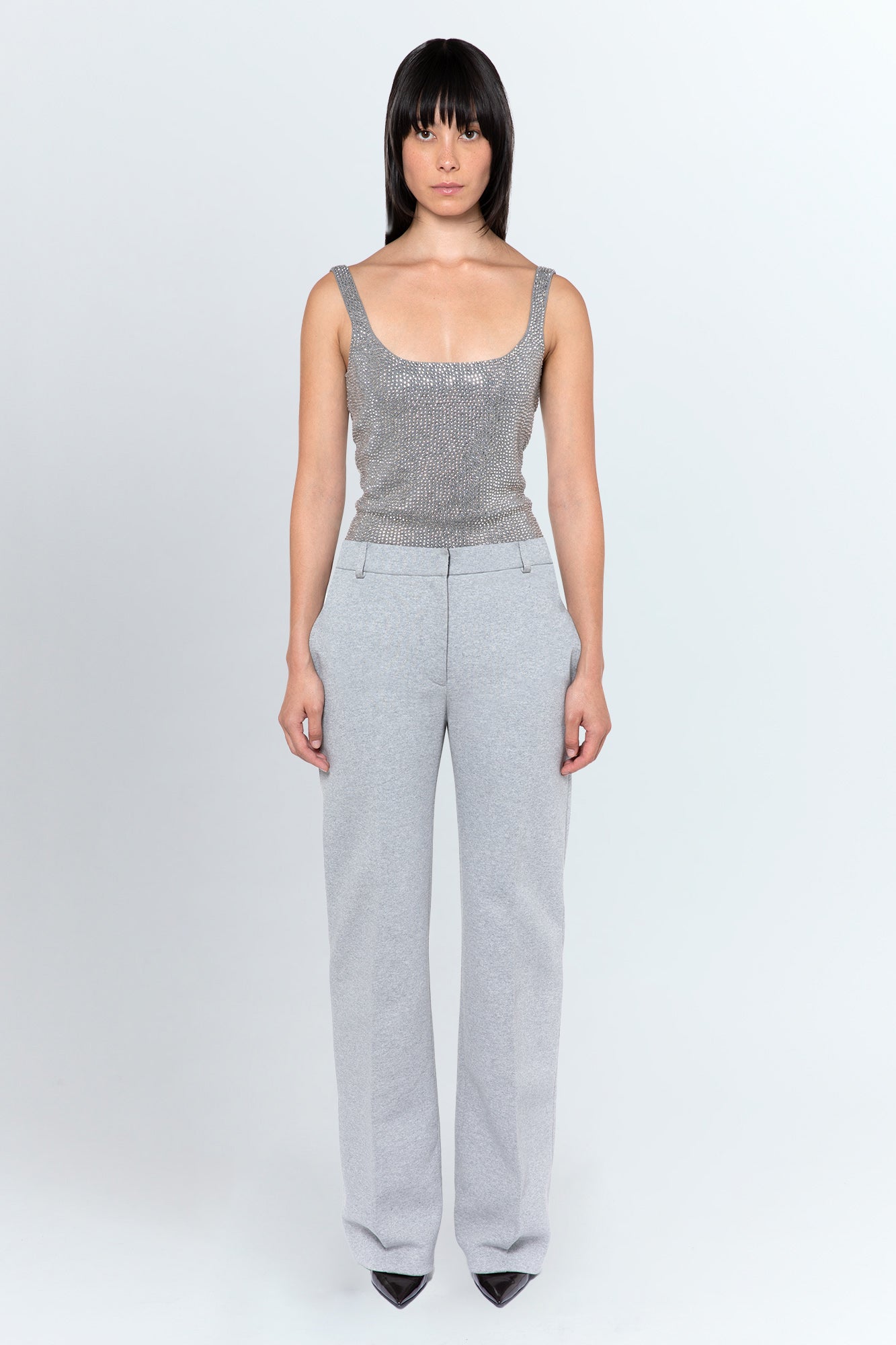 Hornet Embellished Knit Dress in Grigio