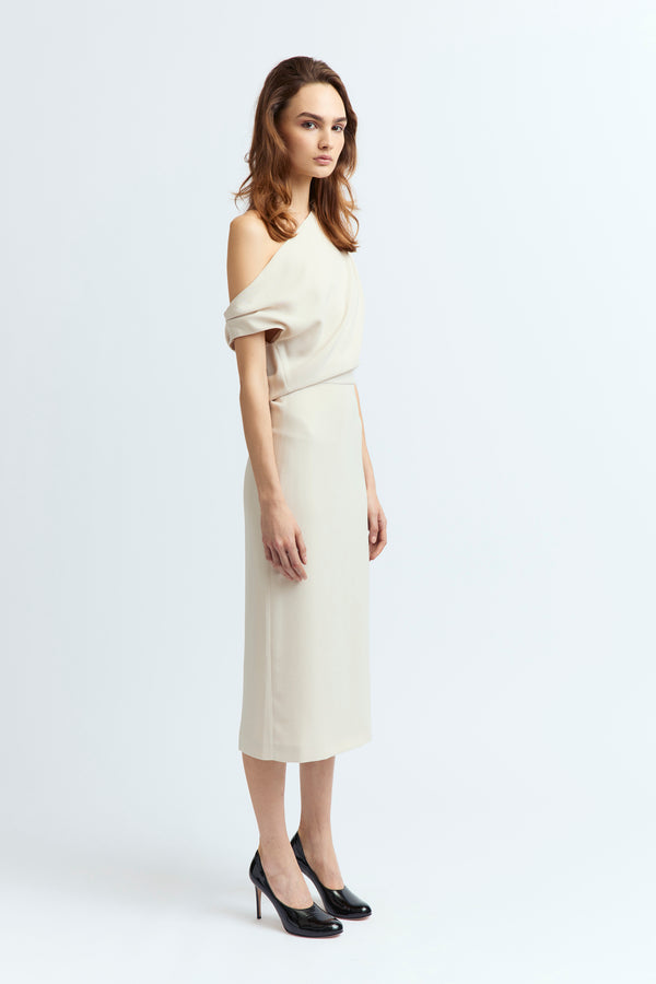 Kira Midi Dress in Crepe