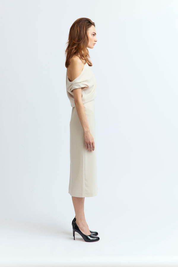 Kira Midi Dress in Crepe